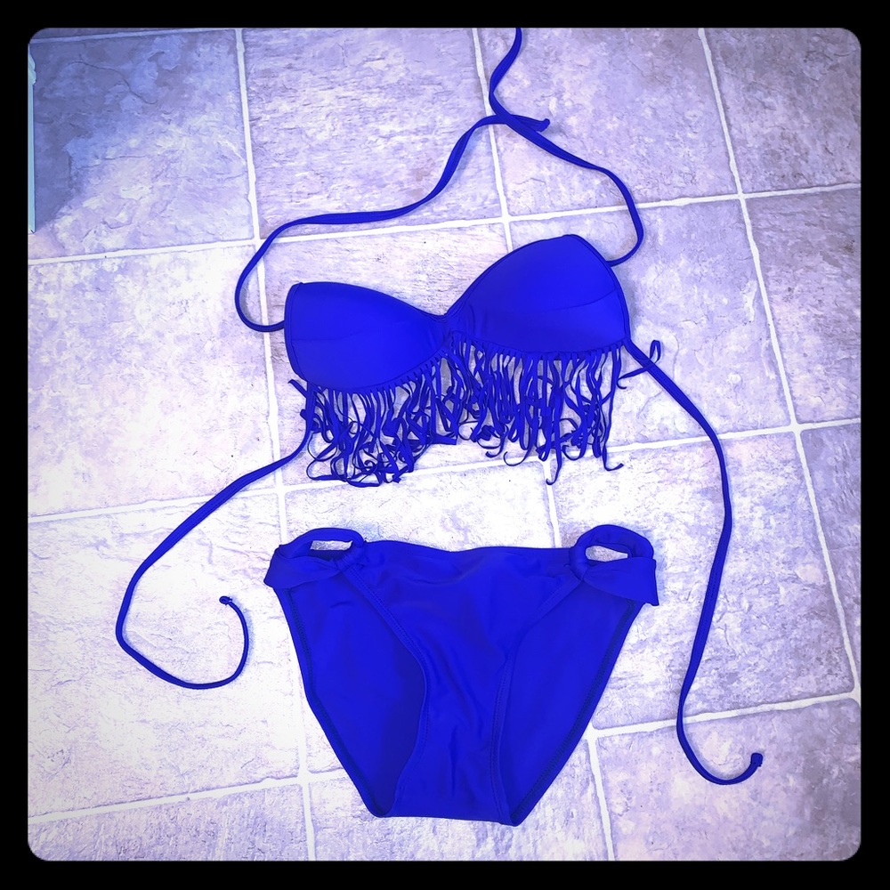 Cobalt blue fringe bikini